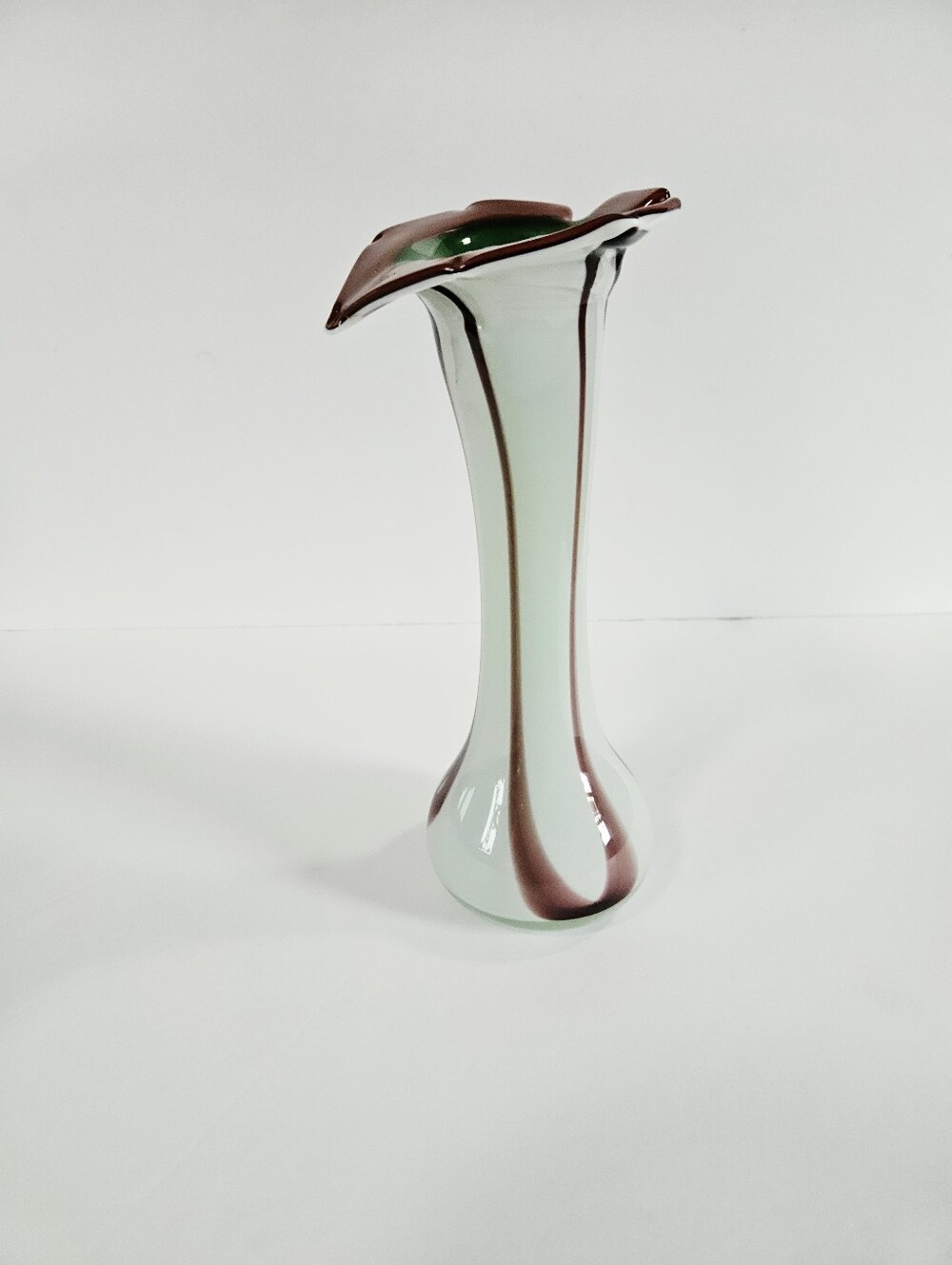 Vintage Murano Style Handblown Art Glass Calla Lily Jack-In-The-Pulpit Vase - Picture 2 of 16